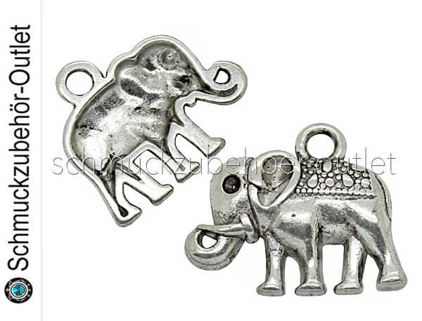 Schmuckanhänger Elefant antik Silber (14 x 17 mm), 1 Stück