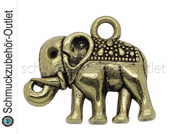 Schmuckanhänger Elefant goldfarben (14 x 17 mm), 1 Stück