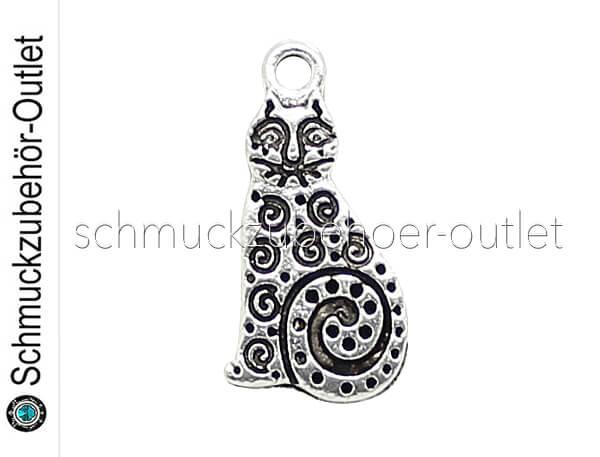Schmuckanhänger Katze silberfarben (19,5 x 10 mm), 1 Stück