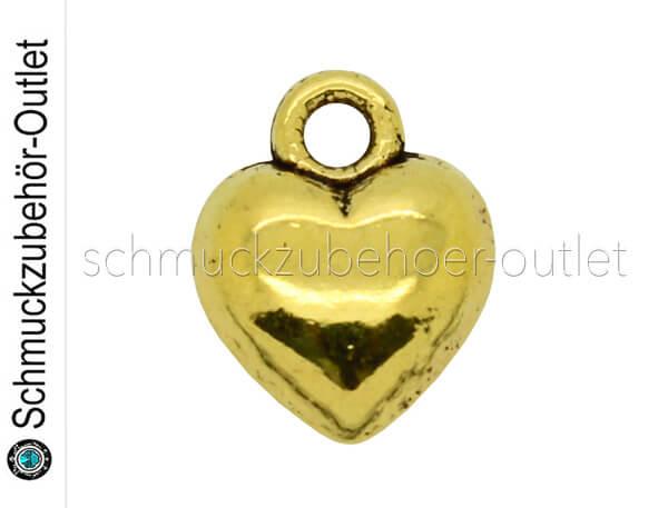 Schmuckanhänger Herz goldfarben (12 x 9 mm), 1 Stück