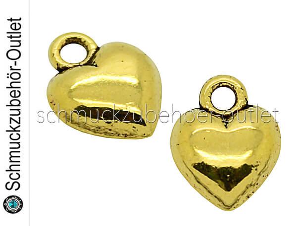 Schmuckanhänger Herz goldfarben (12 x 9 mm), 1 Stück