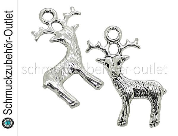 Schmuckanhänger Rehbock silberfarben (23,5 x 13,5 mm), 1 Stück