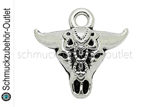 Schmuckanhänger Stierkopf silberfarben (16,5 x 17 mm), 1 Stück