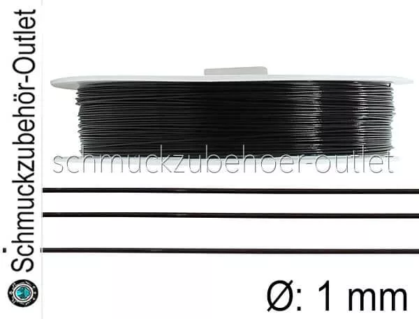 Schmuckdraht schwarz nylonummantelt (Ø: 1 mm), Meterware