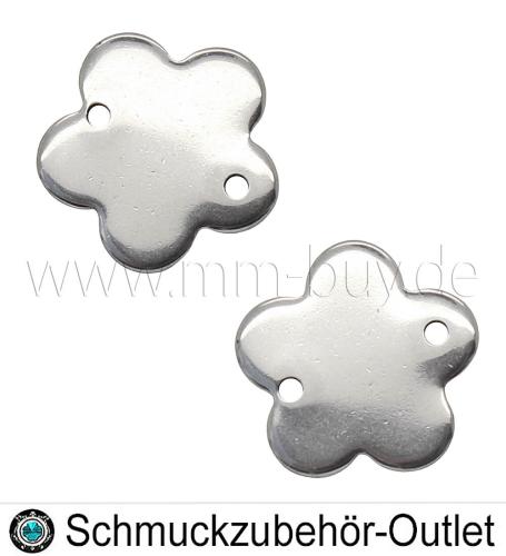 Edelstahl Schmuckverbinder, Blume, Ø: 13 mm, 1 Stück
