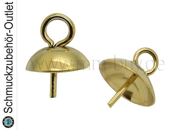 Edelstahl Anhängerkappe mit Stift, goldfarben, Kappen-Ø: 8 mm, 1 Stück