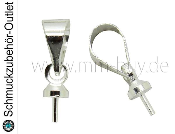 Collierschlaufe mit Stift, silberfarben, 2 Stück