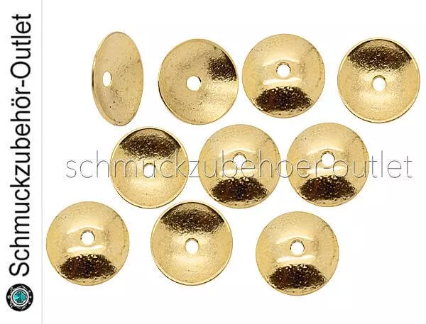 Perlenkappen nickelfrei goldfarben (13 x 2.4 mm), 10 Stück