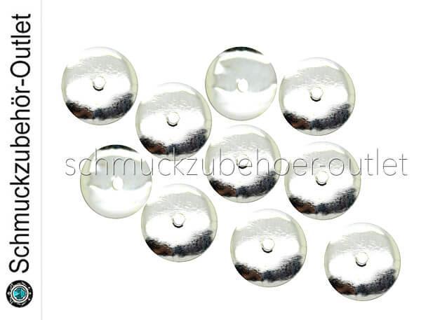 Perlenkappen silberfarben (10 x 1 mm), 10 Stück