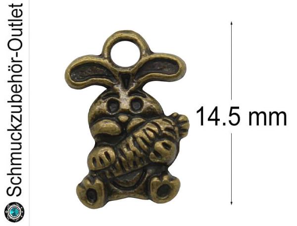 Schmuckanhänger, Hase, bronzefarben, 14.5x10 mm, 1 Stück