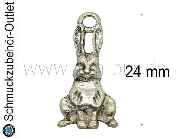 Schmuckanhänger, Hase, Antik Silberfarben, 24x10 mm, 1 Stück