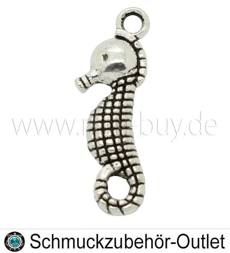 Schmuckanhänger, Seepferdchen, Antik Silber, 22x7.5 mm, 1 Stück