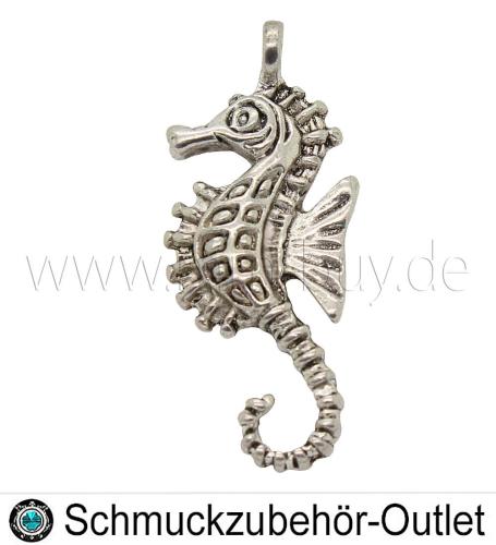 Schmuckanhänger, Seepferdchen, Antik Silber, 29x12 mm, 1 Stück