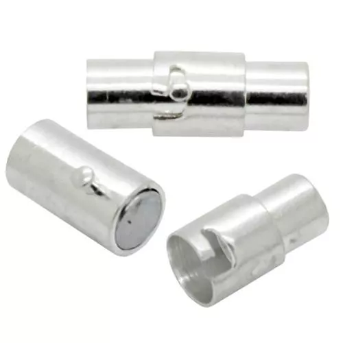 Magnetverschluss zum Kleben silberfarben (Innenloch: 4 mm), 1 Stück