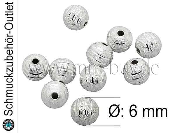 Raue Metallperlen "Stardustperlen" silberfarben, Ø: 6mm, 10 Stück