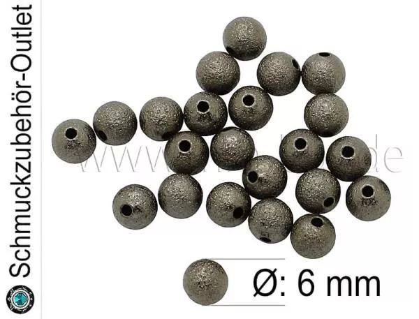 Raue Metallperlen "Stardustperlen" schwarz-oxidiert, Ø: 6mm, 20 Stück