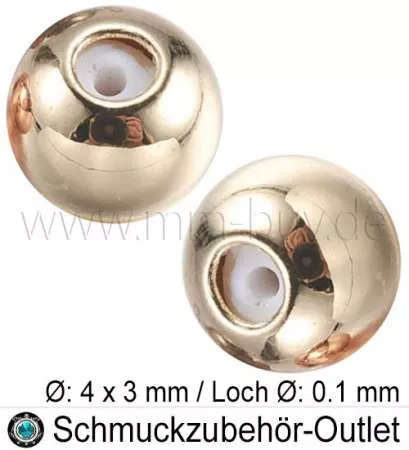Verschluss-Perle mit Gummi, verstellbar, goldfarben, Ø: 4x3 mm, Loch: 0.1 ~ 0.2 mm, 1 Stück