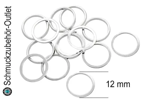 Geschlossene Ringe silberfarben glatt (Ø: 12 mm), 10 Stück