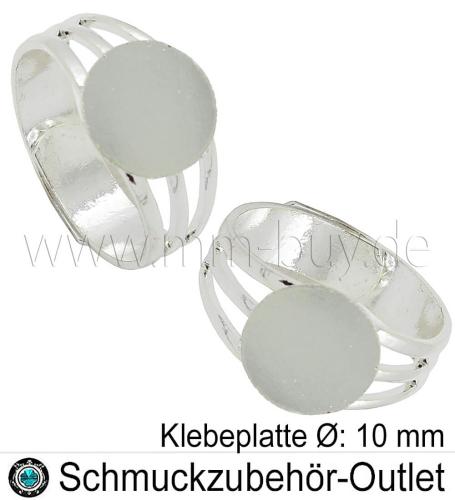 Ringschiene, verstellbar, Klebeplatte: 10 mm, silberfarben, 1 Stück