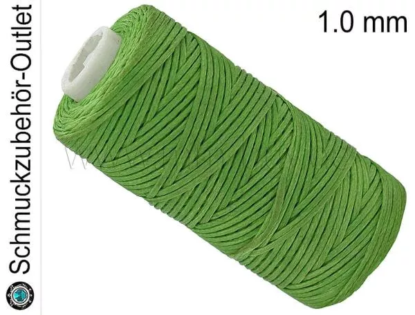 Schmuckband, gewachst, flach, grün, 1 mm, 1 Spule (50 m)