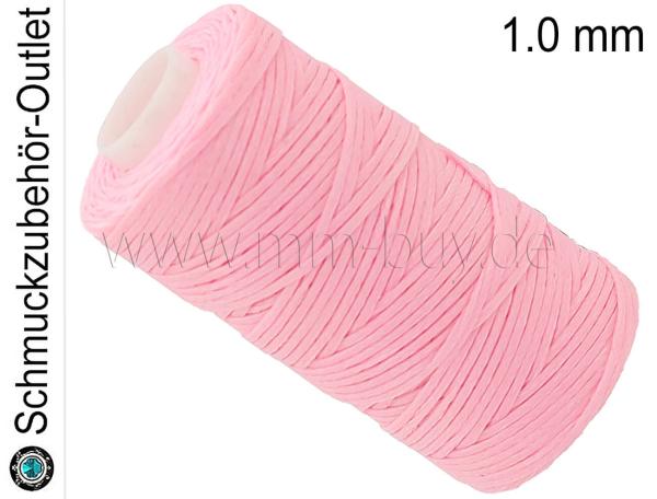 Schmuckband, gewachst, flach, rosa, 1 mm, 1 Spule (50 m)