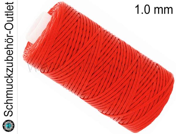 Schmuckband, gewachst, flach, rot, 1 mm, 1 Spule (50 m)