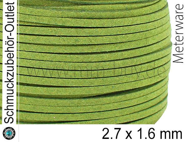 Wildlederband, flach, grasgrün, 3 x 1.5 mm, 1 Meter