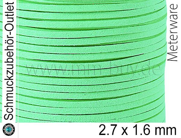 Wildlederband, flach, intensives mintgrün, 2.7 x 1.6 mm, 1 Meter