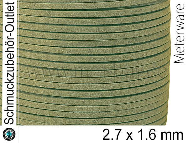 Wildlederband, flach, moosgrün, 3 x 1.5 mm, 1 Meter