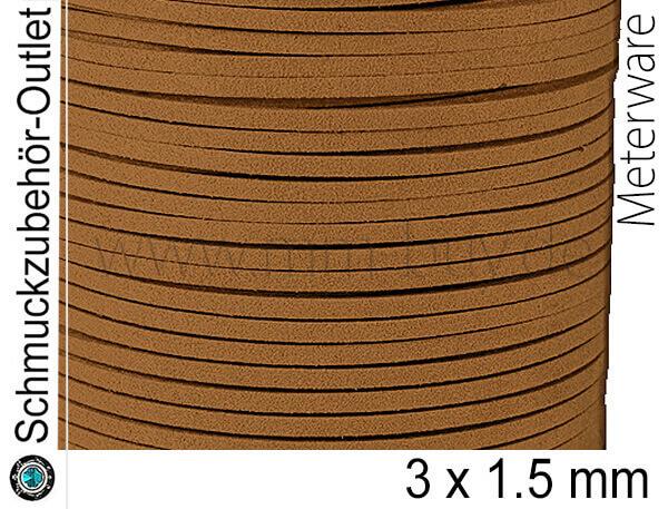 Wildlederband, flach, Terra, 3 x 1.5 mm, 1 Meter