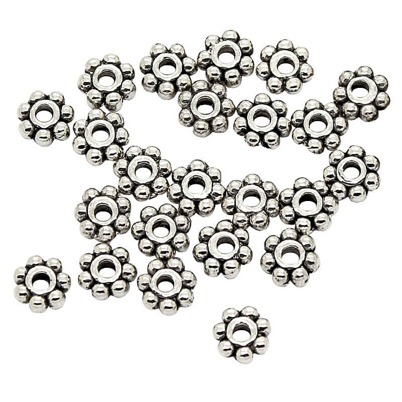 Zwischenperlen Blume Altsilber (4,5 mm)