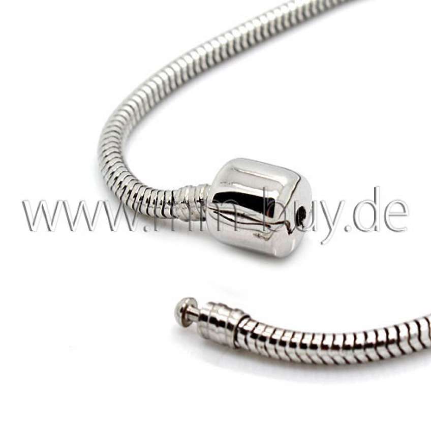 Edelstahl Wechselarmband mit Clipverschluss, Länge: 19 cm, Ø: 4mm, 1 Stück