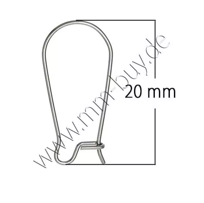 Edelstahl Ohrhaken zum verschließen (20x10 mm), 10 Stück