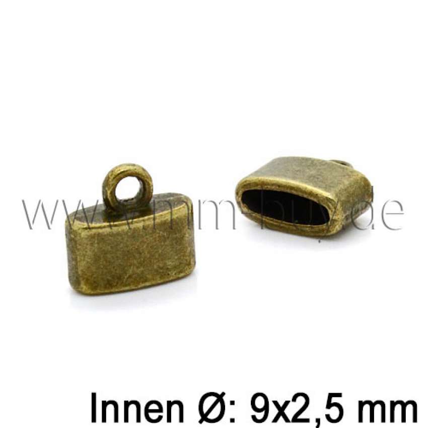 Endkappen, Endhülsen, Innen: 9x2 mm, Farbe: antik bronze, 4 Stück
