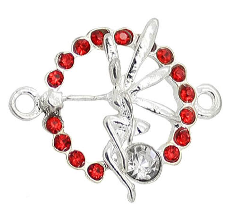 Schmuckverbinder, "Elfe ~ Fee", rot, 24x21 mm, 1 Stück