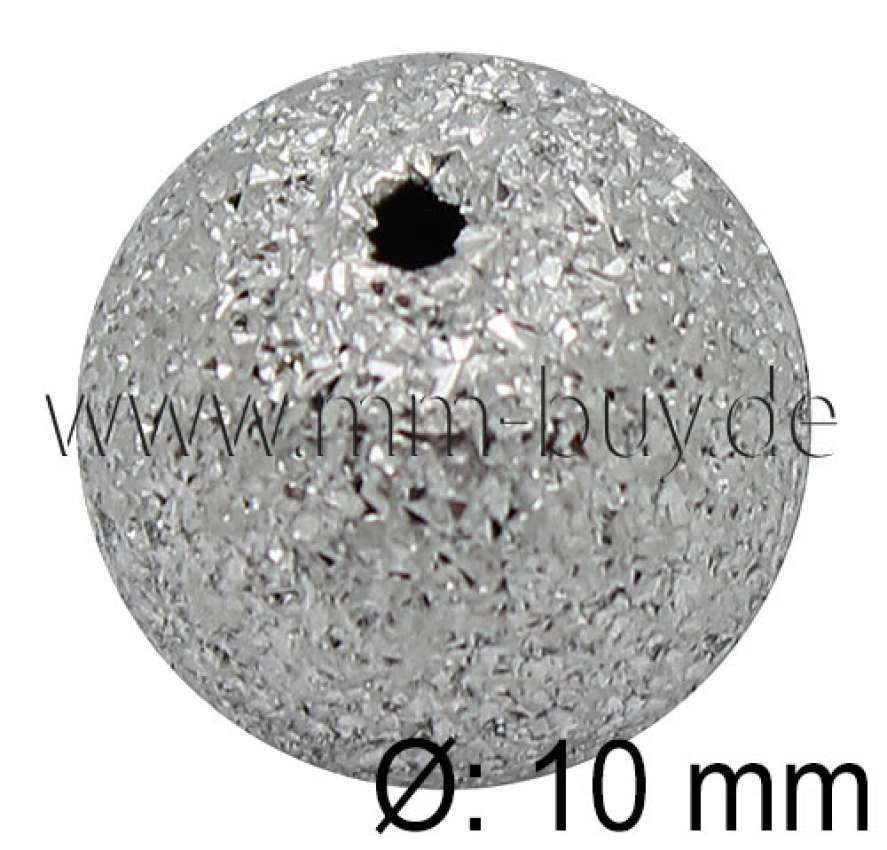 Stardustperlen, Aluminium, rhodiniert, Ø: 10mm, 15 Stück