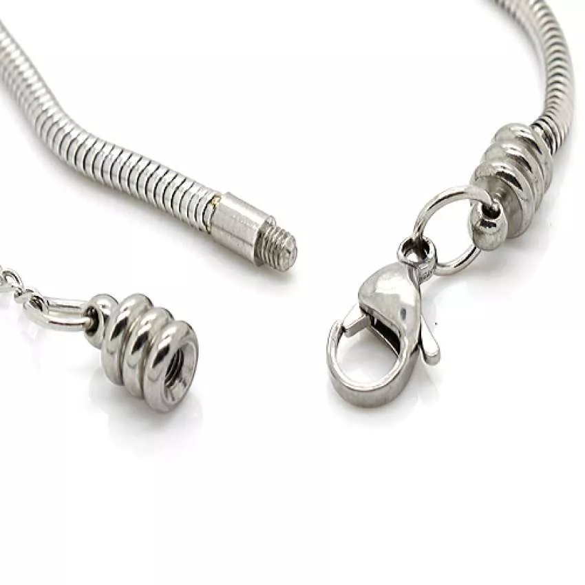 304 Edelstahl Armband für European Perlen mit Karabinerverschluss