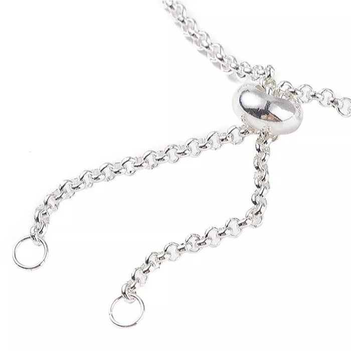 Edelstahl Basis-​Armband mit Kugelverschluss verstellbar silberfarben (29 cm), 1 Stück