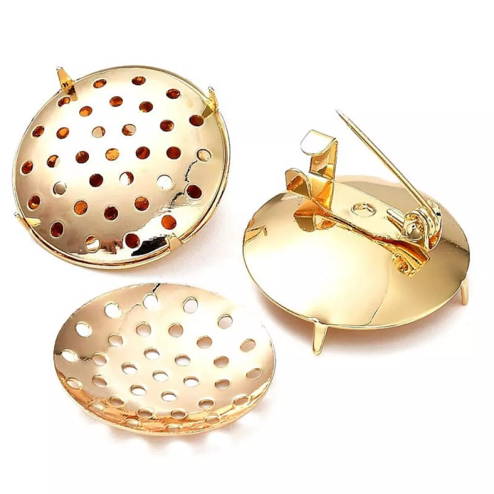 Sieb-Broschennadel, rund, 18k vergoldet (20 mm)