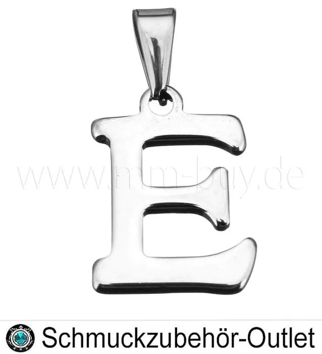 Edelstahl Buchstabenanhänger „E“, 15x20 mm, 1 Stück