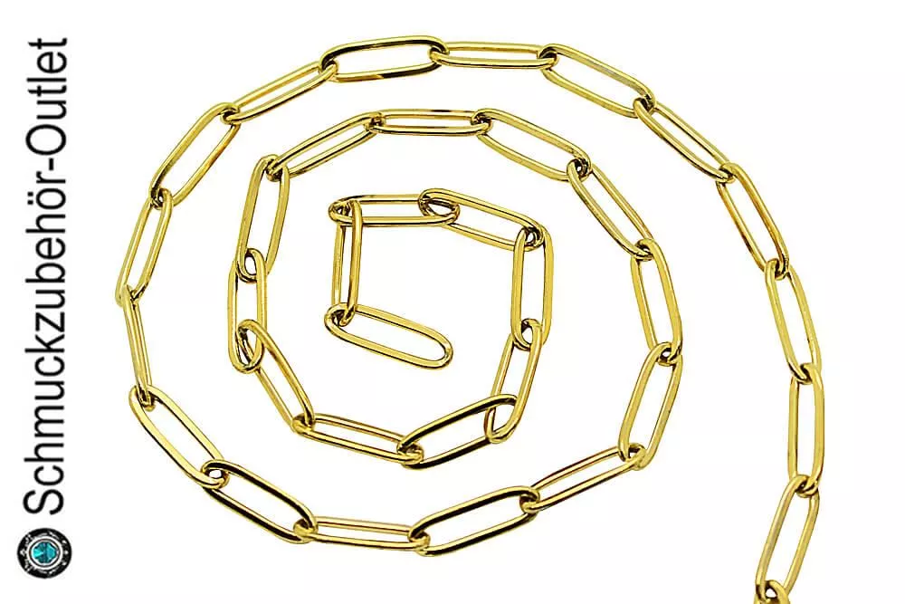 Edelstahl Gliederkette „paper clip“ goldfarben (12x4 mm), Meterware