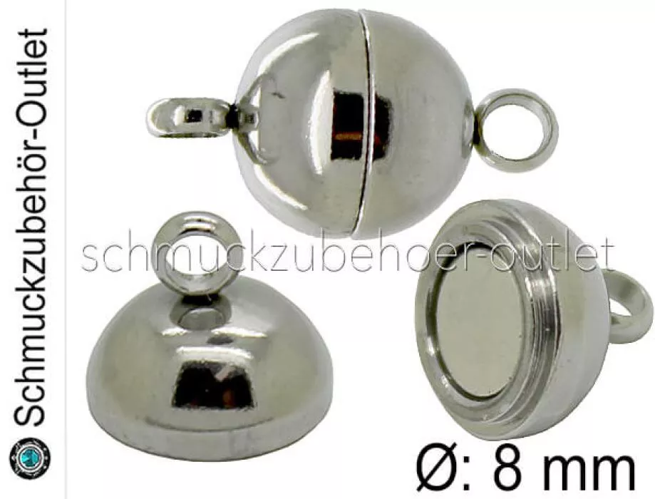 Edelstahl Magnetverschlüsse, rund, Ø: 8 mm, 1 Stück