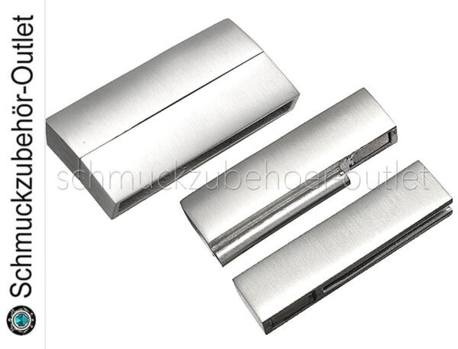 Edelstahl Magnetverschluss Viereck matt gebürstet (37x19 mm), 1 Stück