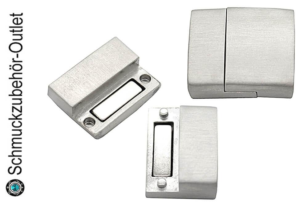 Edelstahl Magnetverschluss Viereck matt gebürstet (23 x 20 mm), 1 Stück