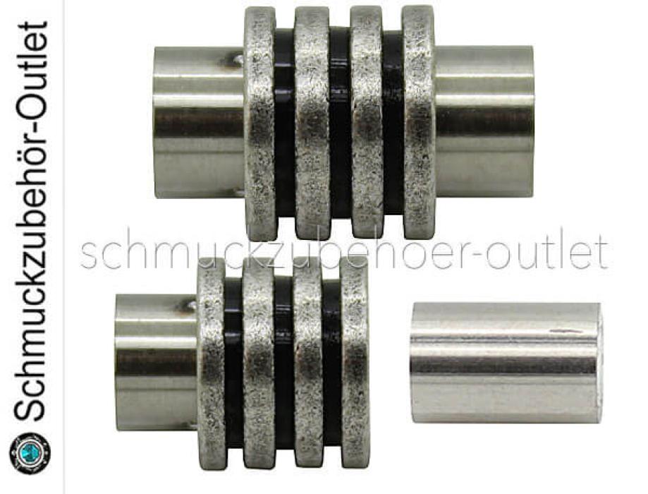 Edelstahl Magnetverschluss matt gebürstet (16x10 mm/Loch: 6 mm), 1 Stück