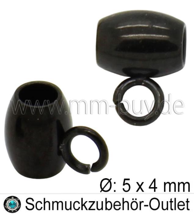 Edelstahl Anhängerhalter, schwarz, Ø: 5x4 mm, 2 Stück