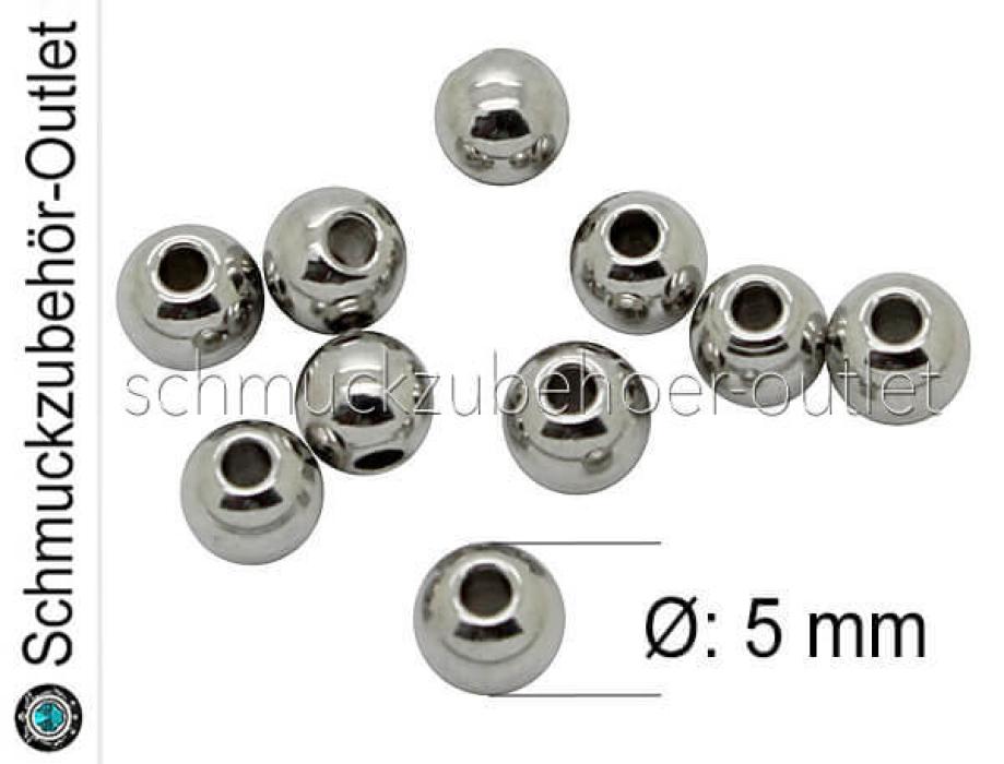 Edelstahlperlen, Ø: 5mm, 10 Stück