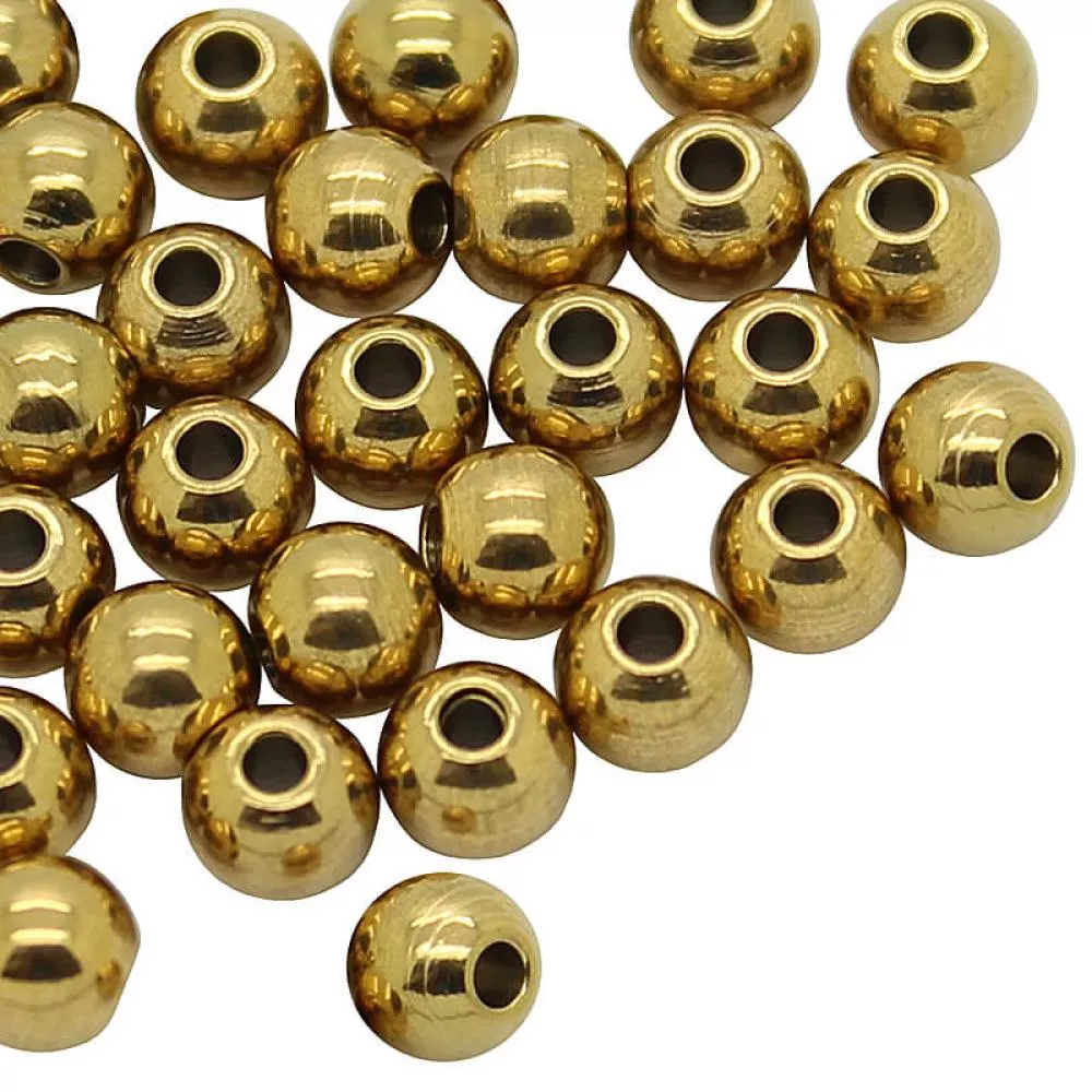 Edelstahlperlen goldfarben rund (5 x 4,5 mm)