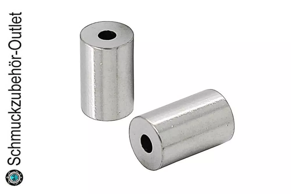 Edelstahlperlen Zylinder (7x4,4 mm), 2 Stück