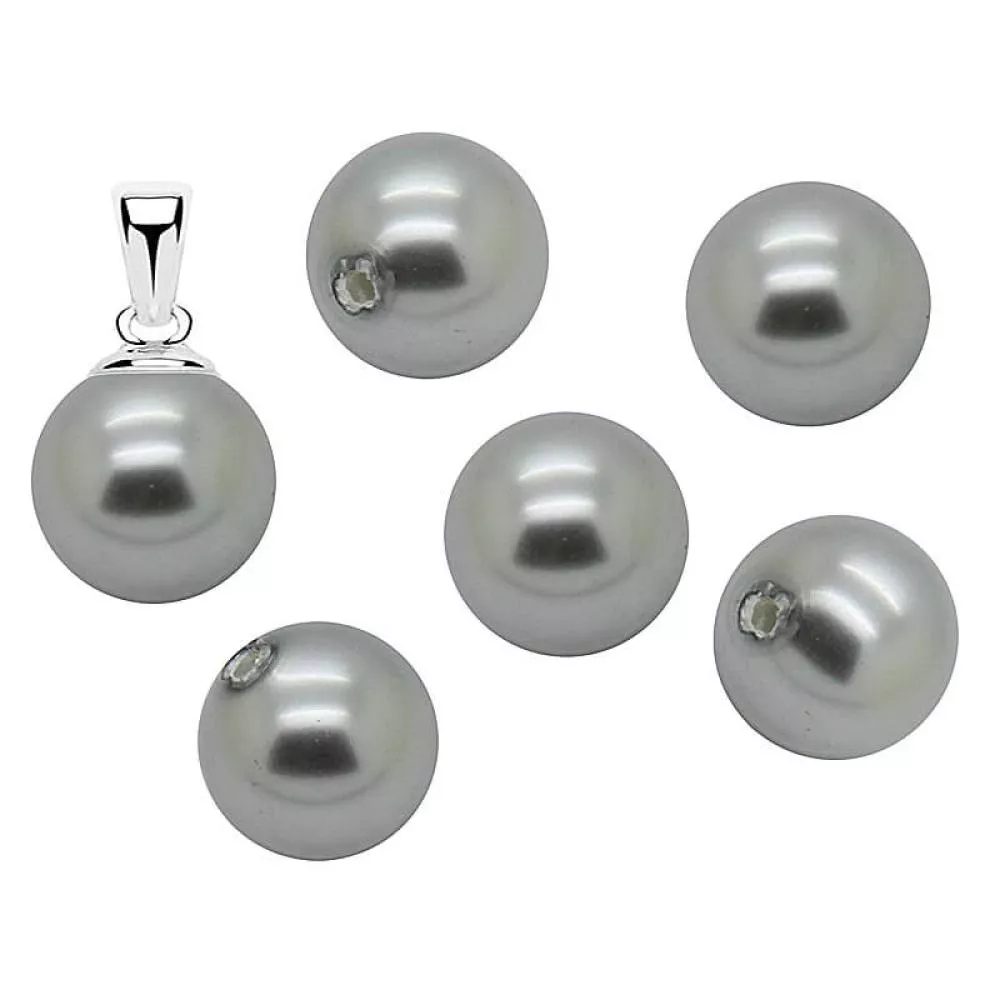 Muschelperlen einseitig angebohrt in Grau - 10 mm